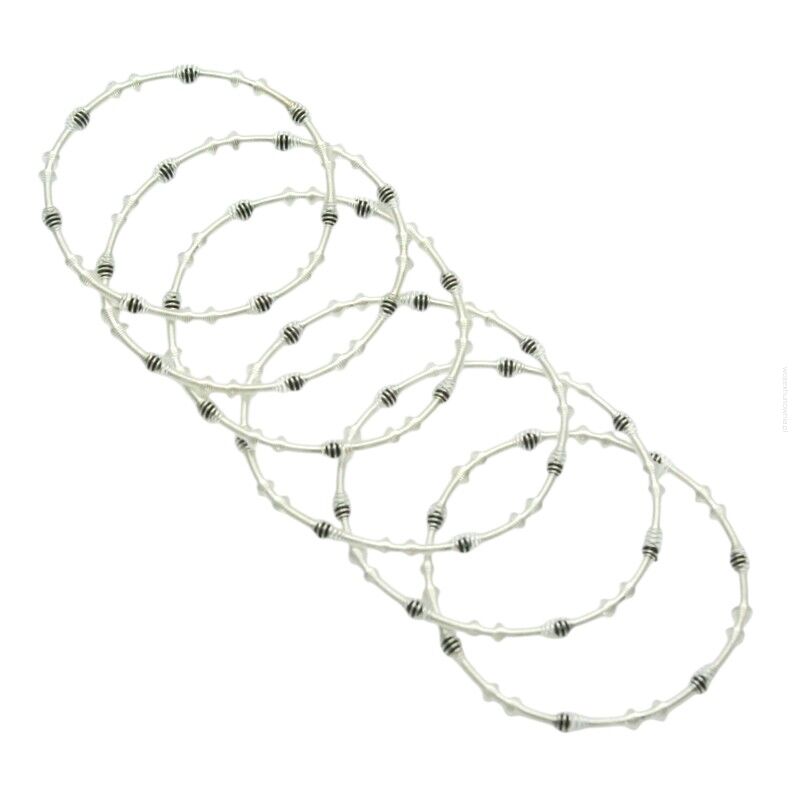 BRANSOLETKI MODERN METALOWE SPRĘŻYNKI KOLOR SREBRNY 6 SZTUK                            (1416 SAM)