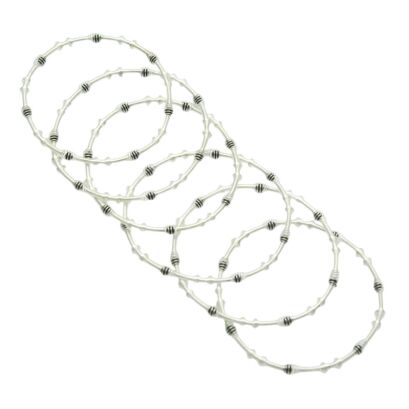 BRANSOLETKI MODERN METALOWE SPRĘŻYNKI KOLOR SREBRNY 6 SZTUK                            (1416 SAM)