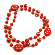 KORALE CZERWONE W BIAŁE KROPKI 92 cm                                                                        0611-73 AS - 2