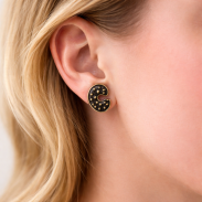 KOLCZYKI MAŁE METALOWE OKRĄGŁE PÓŁOTWARTE METALOWE VINTAGE ROCK 0605-15 - 2