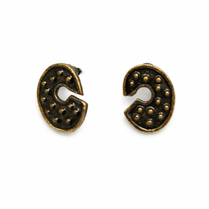 KOLCZYKI MAŁE METALOWE OKRĄGŁE PÓŁOTWARTE METALOWE VINTAGE ROCK 0605-15