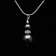 KOMPLET SET KLASYCZNY NASZYJNIK + KOLCZYKI CIEMNE PEREŁKI Z CYRKONIAMI 0676-09 - 2