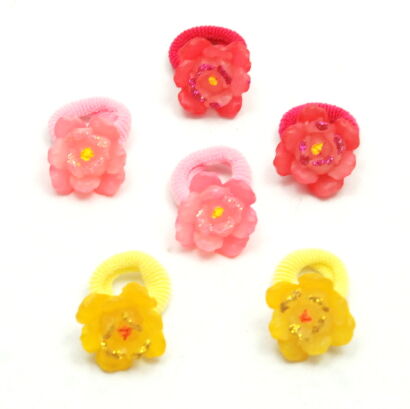 GUMKI DO WŁOSÓW DZIECIĘCE KWIATKI WIELOKOLOROWE (6 SZTUK) 0317-131