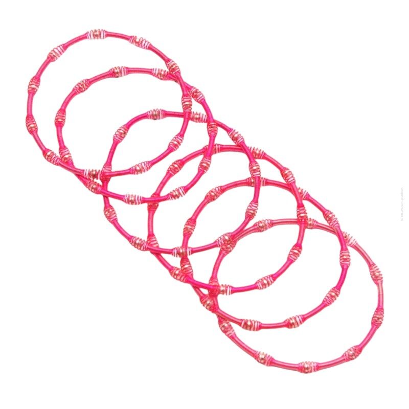 BRANSOLETKI MODERN METALOWE SPRĘŻYNKI RÓŻOWE 6 SZTUK                                (1416-2 SAM)