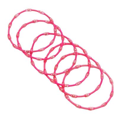 BRANSOLETKI MODERN METALOWE SPRĘŻYNKI RÓŻOWE 6 SZTUK                                (1416-2 SAM)