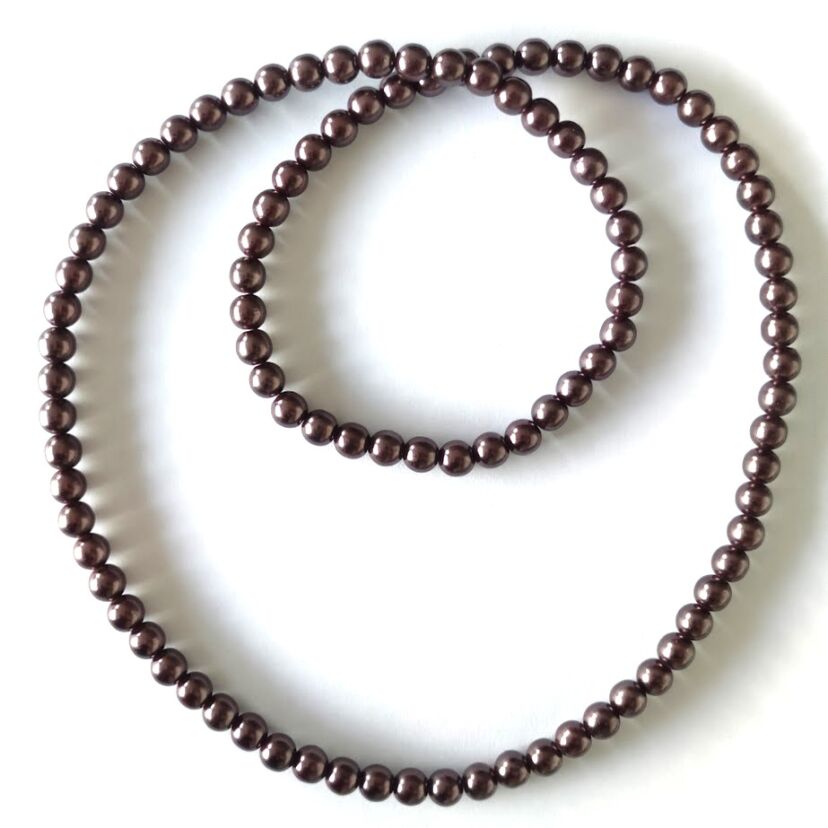 KORALE PEREŁKI BRĄZOWY 72 cm                                                        0642-533