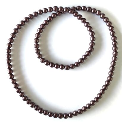 KORALE PEREŁKI BRĄZOWY długie 72 cm                                                                       0642-533