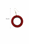 KOLCZYKI KÓŁKA OBSZYTE NITKĄ CZERWONO - CZARNE ETNO 0665-29 - 3