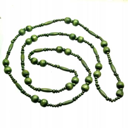 KORALE DŁUGIE DREWNIANE ZIELONE- OBWÓD 180 CM                                                     (0611-1036 SAM F)