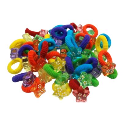 GUMKI DO WŁOSÓW DZIECIĘCE Z OZDOBAMI GWIAZDKAMI 72 SZTUKI 0194-15  SAMH)