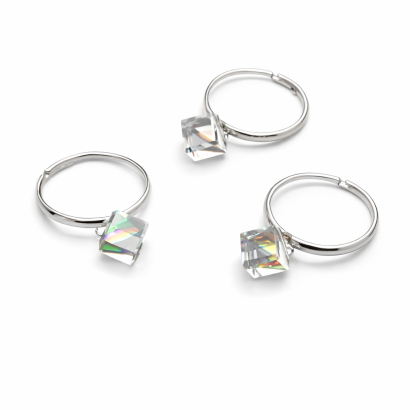 PIERŚCIONKI REGULOWANE SREBRNE Z AKRYLOWYM ROMBEM (3 SZT) 0714-41