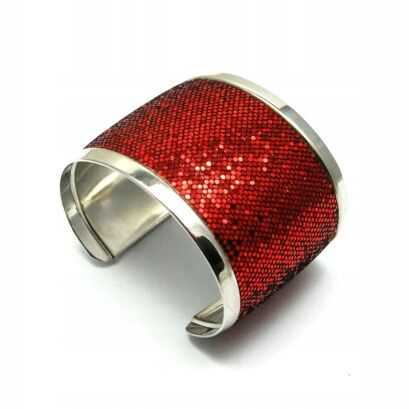 BRANSOLETKA METALOWA SZEROKA CZERWONA                                                                      0612-3 AS