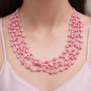 NASZYJNIK / WISIOREK Z RÓŻOWYMI KORALIKAMI (N-0306/10/6R A-3 SAM B) - 2