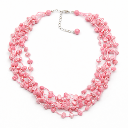 NASZYJNIK / WISIOREK Z RÓŻOWYMI KORALIKAMI (N-0306/10/6R A-3 SAM B)