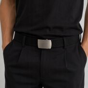 PASEK PARCIANY UNISEX CZARNY Z METALOWĄ KLAMRĄ                          (P-25 SA) - 3