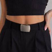 PASEK PARCIANY UNISEX CZARNY Z METALOWĄ KLAMRĄ                          (P-25 SA) - 4