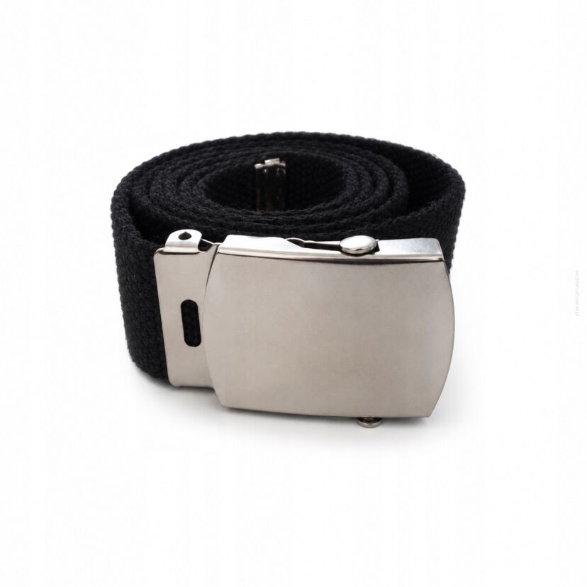 PASEK PARCIANY UNISEX CZARNY Z METALOWĄ KLAMRĄ                          (P-25 SA)