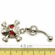 KOLCZYK DO PIERCINGU - PĘPEK CZASZKA CZERWONE OCZY 0615-53 - 3