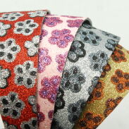 OPASKI DO WŁOSÓW SZEROKIE BROKATOWE KWIATKI 4 SZTUKI            (0214-48 SA) - 2