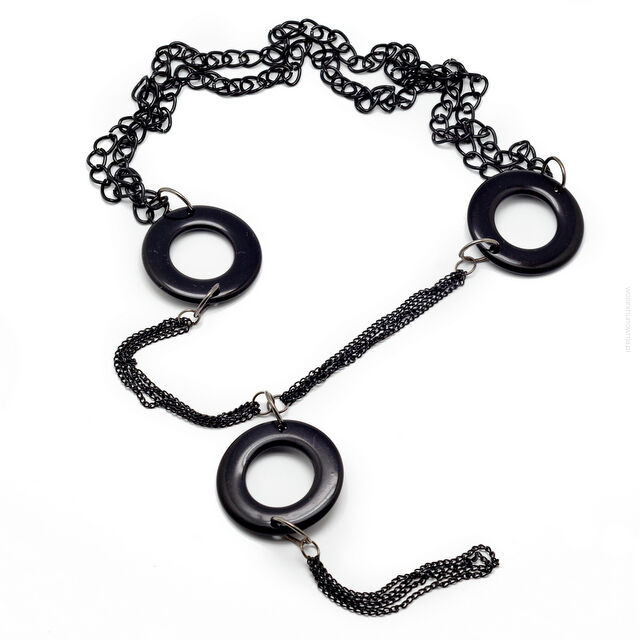 NASZYJNIK/ WISIOR CZARNY KÓŁKA ROCK / EDGE STYLE 0611-201