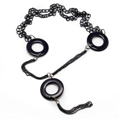 NASZYJNIK/ WISIOR CZARNY KÓŁKA ROCK / EDGE STYLE 0611-201