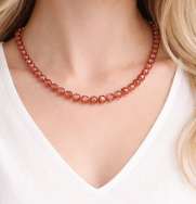 KORALE SZKLANE DROBNRE BRĄZOWE 