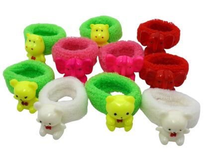 GUMKI DO WŁOSÓW DZIECIĘCE HIPOPOTAM, MIŚ, SŁOŃ, KRÓLIK 10 SZTUK (0554-2)