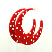 KOLCZYKI KOŁA CZERWONE W CZARNE KROPKI                     (0608-562) - 2