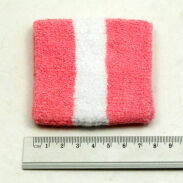 OPASKA Z FROTY NA NADGARSTEK RÓŻOWA Z BIAŁYM PASKIEM                               0004-89 - 2