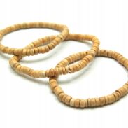 BRANSOLETKI DREWNIANE KORALIKI DROBNE JASNE 6 SZTUK                    (7446 SA) - 2