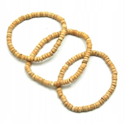 BRANSOLETKI DREWNIANE KORALIKI DROBNE JASNE 6 SZTUK                    (7446 SA)