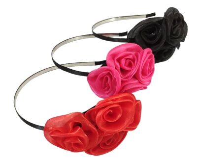 OPASKI DO WŁOSÓW METALOWE Z KWIATAMI 3 SZTUKI                                                (0049-2)