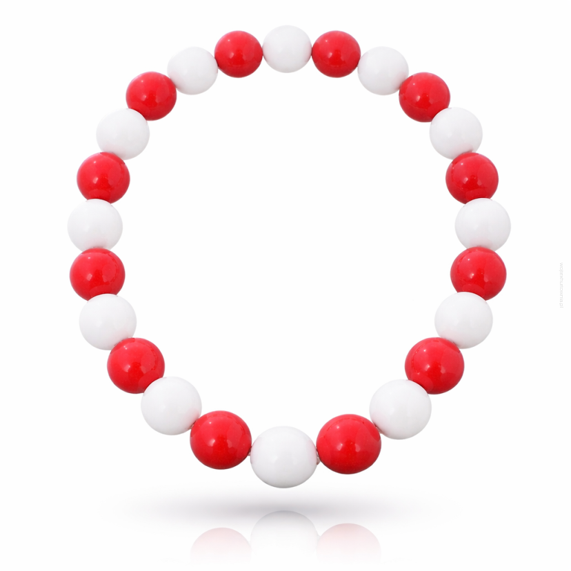 KORALE NA GUMCE BIAŁO CZERWONE 0611-1023