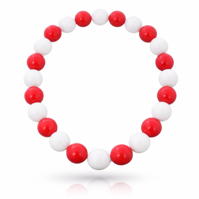 KORALE NA GUMCE BIAŁO CZERWONE 0611-1023