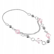 KORALE/NASZYJNIK DWURZĘDOWY NA ŁAŃCUSZKU RÓŻOWE 0676-1011 - 2