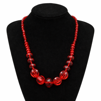 KORALE CZERWONE TRANSPARENTNE MODERN FOLK 0665-61