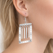 KOLCZYKI WISZĄCE BLASZKI W KOLORZE SREBRNYM (0615-599 SA) - 2