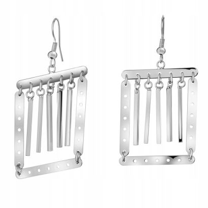 KOLCZYKI WISZĄCE BLASZKI W KOLORZE SREBRNYM (0615-599 SA)