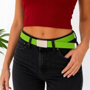 PASEK PARCIANY UNISEX ZIELONY Z METALOWĄ KLAMRĄ                          (P-28 SA) - 3