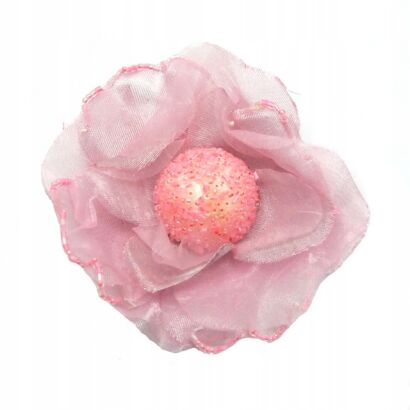 BROSZKA DAMSKA / GUMKA DO WŁOSÓW Z RÓŻOWYM KWIATEM 0615-762