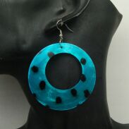 KOLCZYKI WISZĄCE NIEBIESKIE Z MASY PERŁOWEJ                                          (0615-642 SAM2) - 3