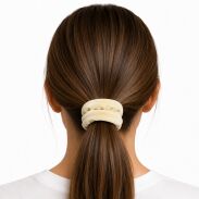 GUMKA DO WŁOSÓW WELUR SCRUNCHIE JASNY BEŻ PRODUKT POLSKI (0103-JB SAH) - 3