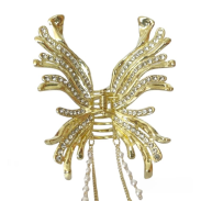 KLAMRA DO WŁOSÓW OZDOBNA Z CYRKONIAMI I WISZĄCYMI PEREŁKAMI                           0739 - 2