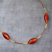 NASZYJNIK CANTO POMARAŃCZOWY ZE ZŁOTYMI ELEMENTAMI(CANTO-N-6) - 2