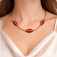 NASZYJNIK CANTO POMARAŃCZOWY ZE ZŁOTYMI ELEMENTAMI(CANTO-N-6) - 3