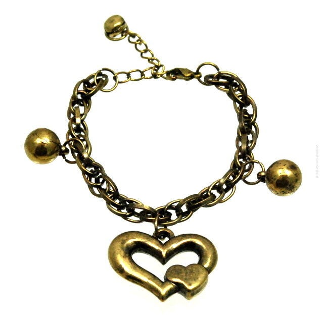 BRANSOLETKA ŁAŃCUSZEK ZŁOTA VINTAGE Z MOTYWEM SERCA 0602-26