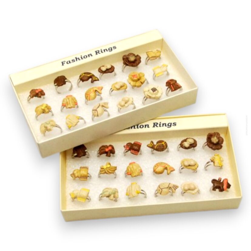 ZESTAW PIERŚCIONKI REGULOWANE 18 SZTUK                                                                                              (0604-46)