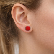 KOLCZYKI  OKRĄGŁE CZERWONE EMALIOWANE                         (8696-4 SAM) - 2