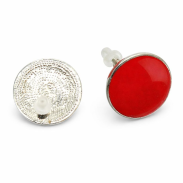 KOLCZYKI  OKRĄGŁE CZERWONE EMALIOWANE                         (8696-4 SAM) - 3