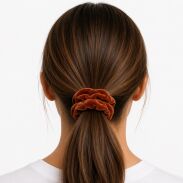 GUMKA DO WŁOSÓW WELUR SCRUNCHIE BRĄZOWA PRODUKT POLSKI (0103-B SAH) - 2